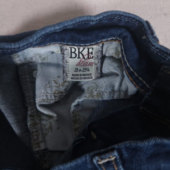 BKE Denim Kate Straight Blue Jeans Womens Size 28S x 29.5 Dark Wash Pants FLAWS - Picture 14 of 16